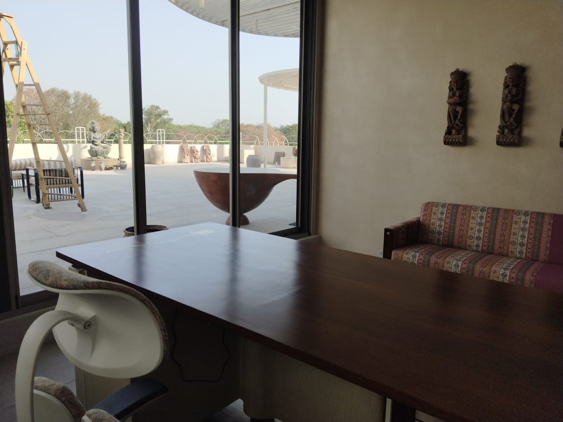 Terrace dining table with outdoor view